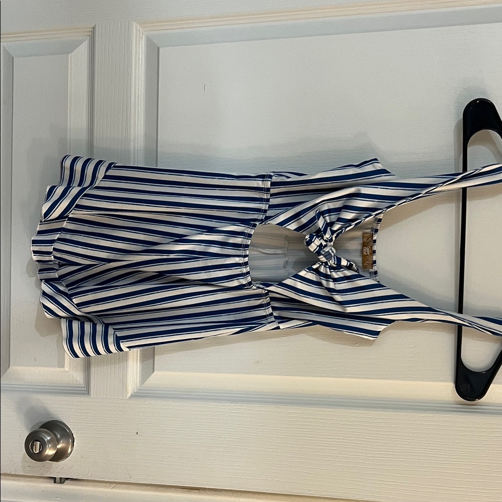 Blue and White Striped Jumpsuit